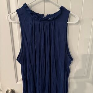 Cato Ruffled Navy Sleeveless Blouse